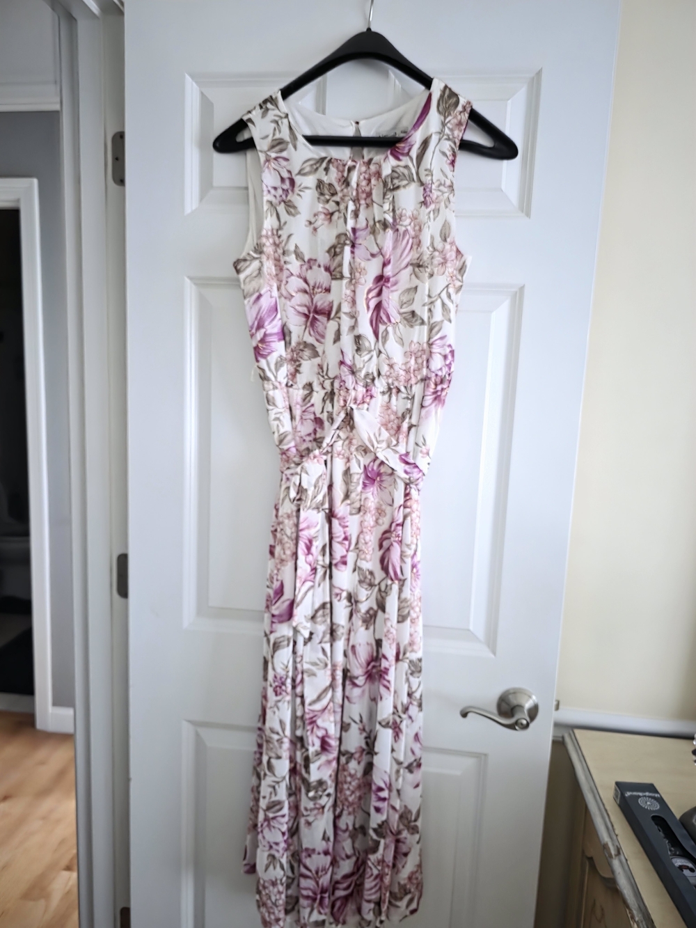 Alexa B Nites Sleeveless Petite Floral Maxi Dress in Pink and Cream 14p